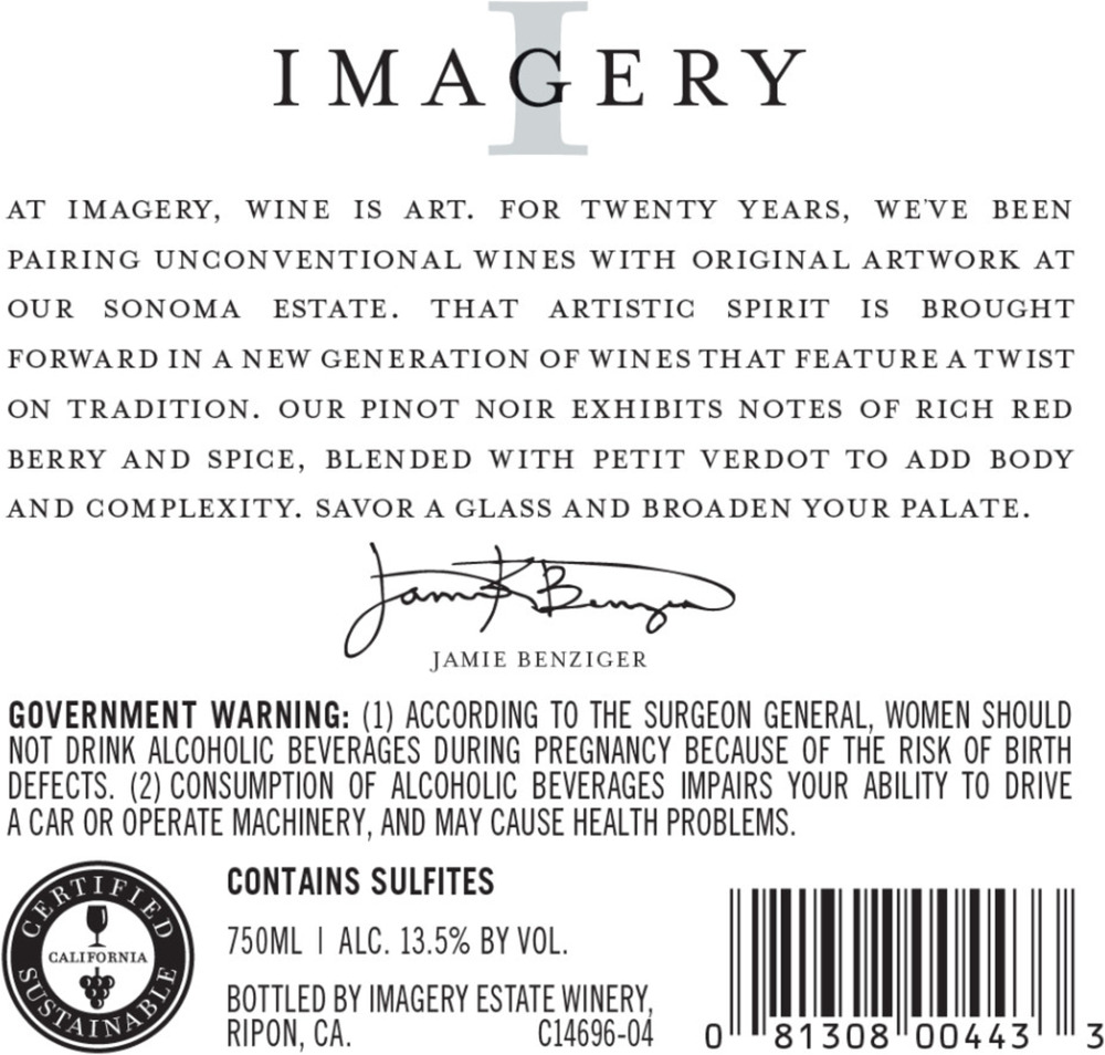 Imagery Pinot Noir California Red Wine