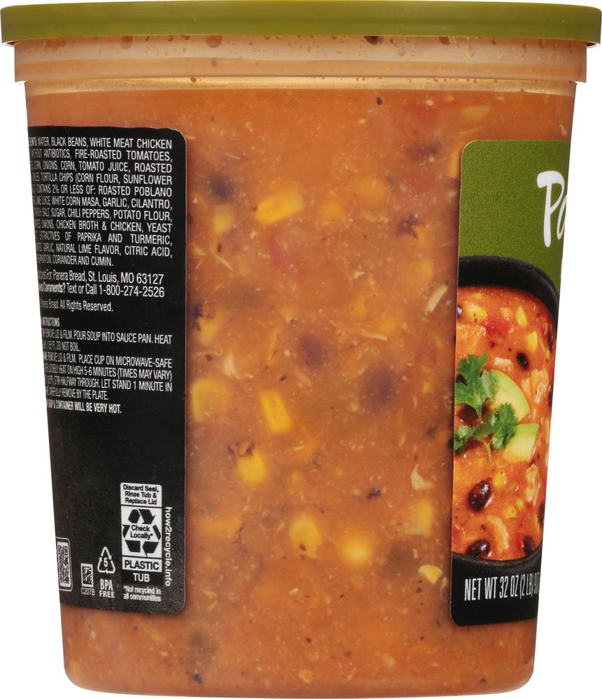 Panera Bread Chicken Tortilla Soup, 32 OZ Soup Cup (Gluten Free