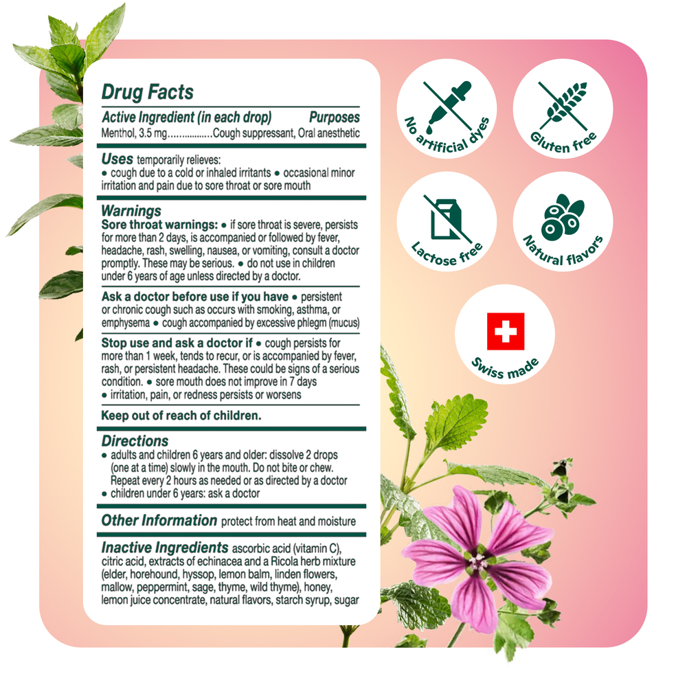Ingredients Ricola Lemon Ricola Honey Lemon with Echinacea Cough Drops-Nutrition-Facts