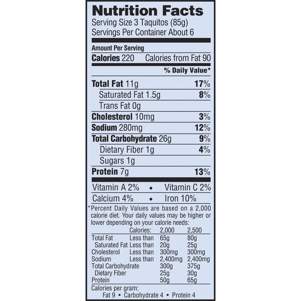 El Monterey Taquitos, Chicken & CheeseNutritionFacts