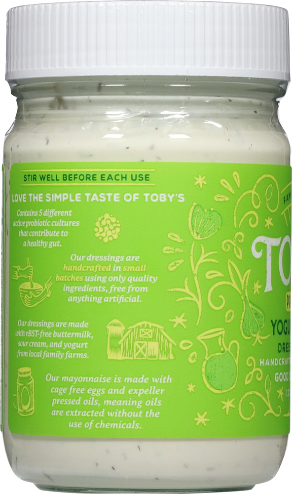 Probicic Ranch Toby's Dressing & Dip, Yogurt Ranch, Probiotic-Planogram-Left