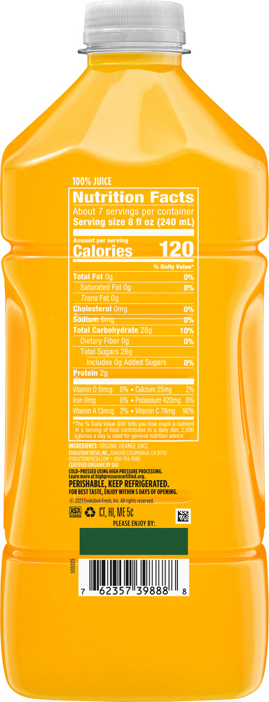 Evolution Fresh Juice, Organic, Pure Orange