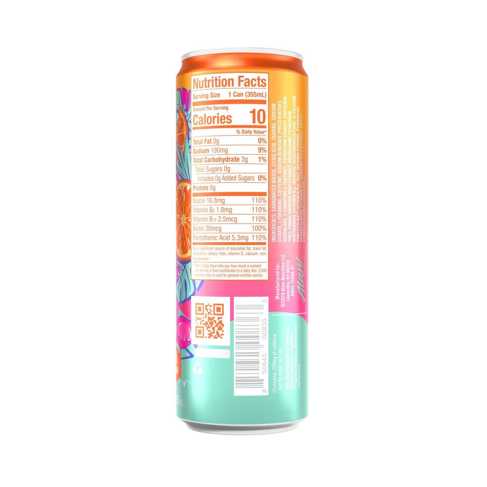 Alani Nu Orange Kiss Flavored Energy Drink-Planogram-Back