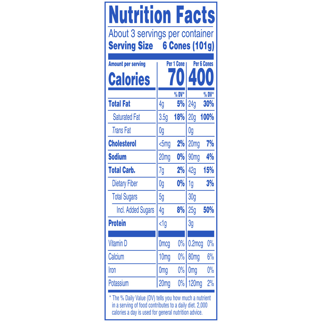 Nestle Drumstick Mini Drums Frozen Dairy Dessert Cones, VanillaNutritionFacts