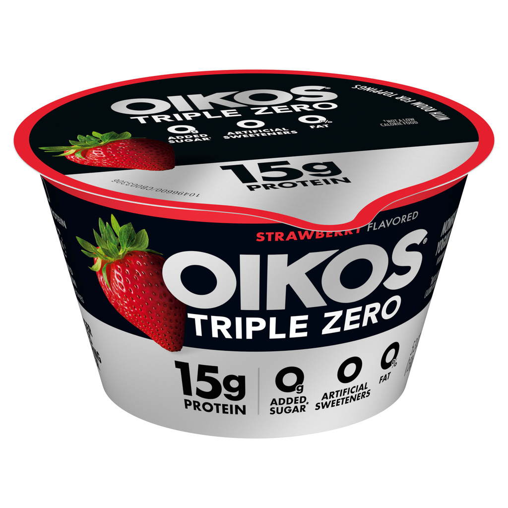 Oikos Triple Zero Nonfat Strawberry Flavored Yogurt