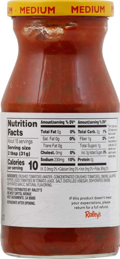 salsa nutrition bpc 157 Raley's Traditional Medium Salsa