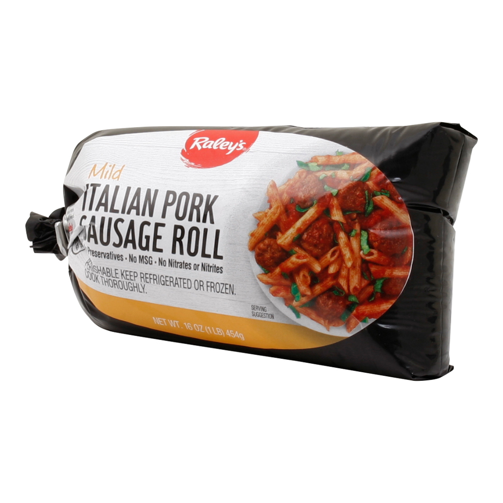 Raley's Mild Italian Pork Sausage Roll-Front-Right-Elevated