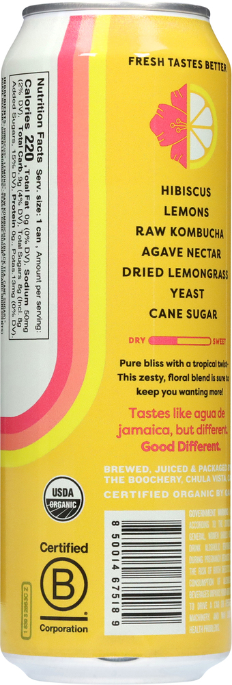 Boochcraft Hard Kombucha, Hibiscus Lemonade