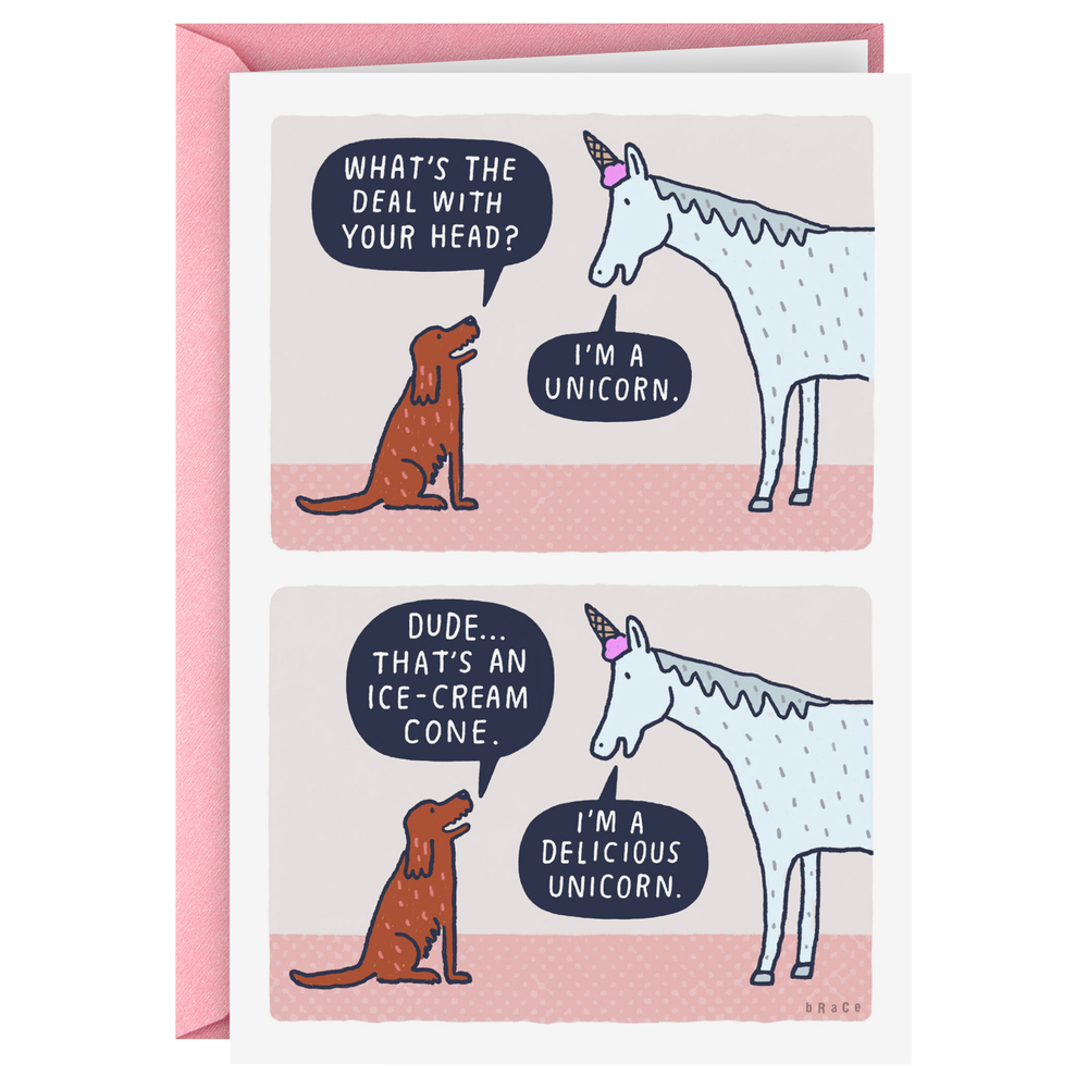 The Best Card Company Geburtstagskarte – Horns And Unicorns Design, Mit Umschlag, Aus Recyceltem Karton