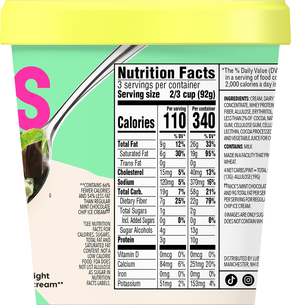 Nick's Light Mint Chocolate Chip Flavor Ice Cream