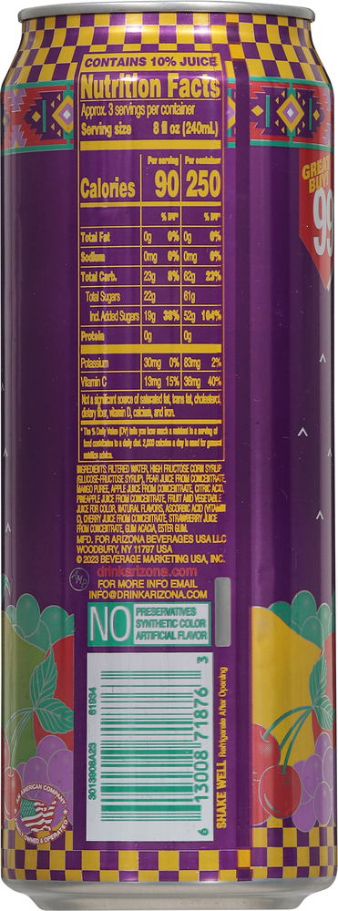 AriZona Fruit Juice Cocktail Fruit Punch All Natural