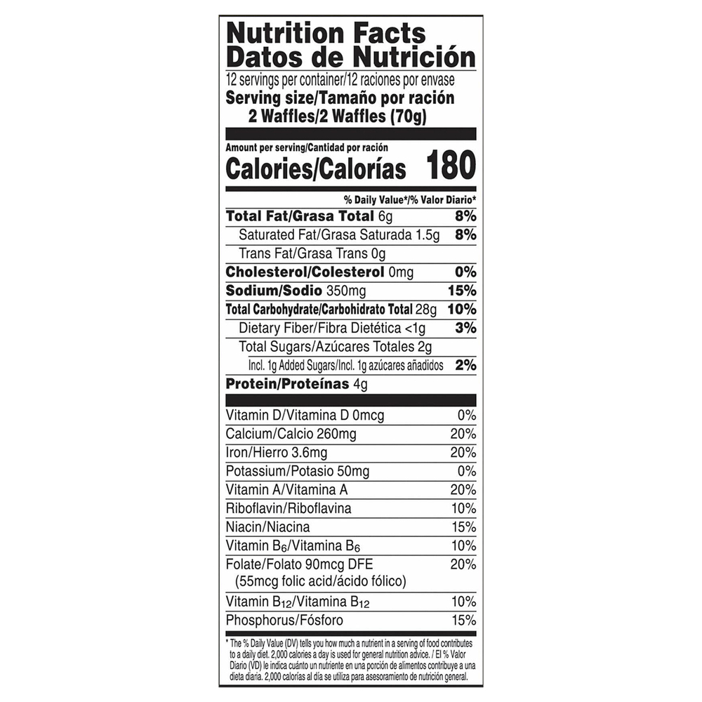 Eggo Waffles, Buttermilk, Family PackNutritionFacts