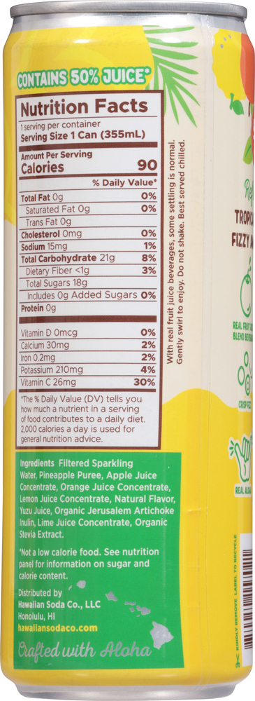 Hawaiian Soda Co Soda, Pineapple Citrus, Sparkling Hawaiian Soda Co Soda, Pineapple Citrus, Sparkling