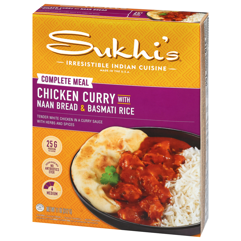 Sukhi Rice Sukhi's Indian Frozen Meal Indian Classic Chicken Curry with Naan ...