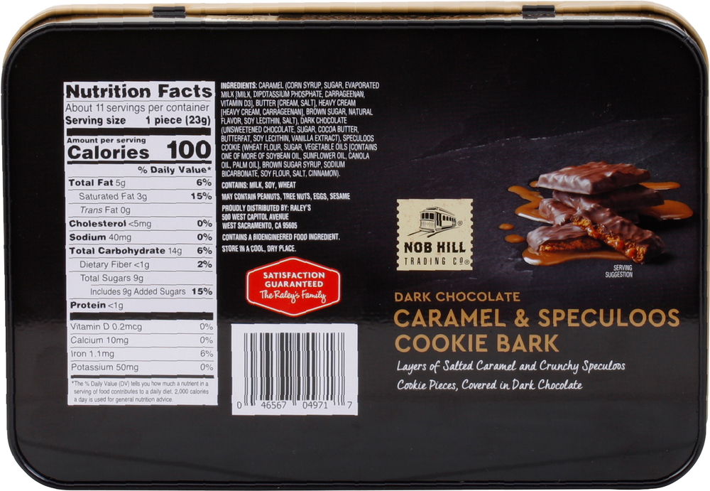 Nob Hill Trading Co. Caramel & Speculoos Cookie Bark, Dark Chocolate