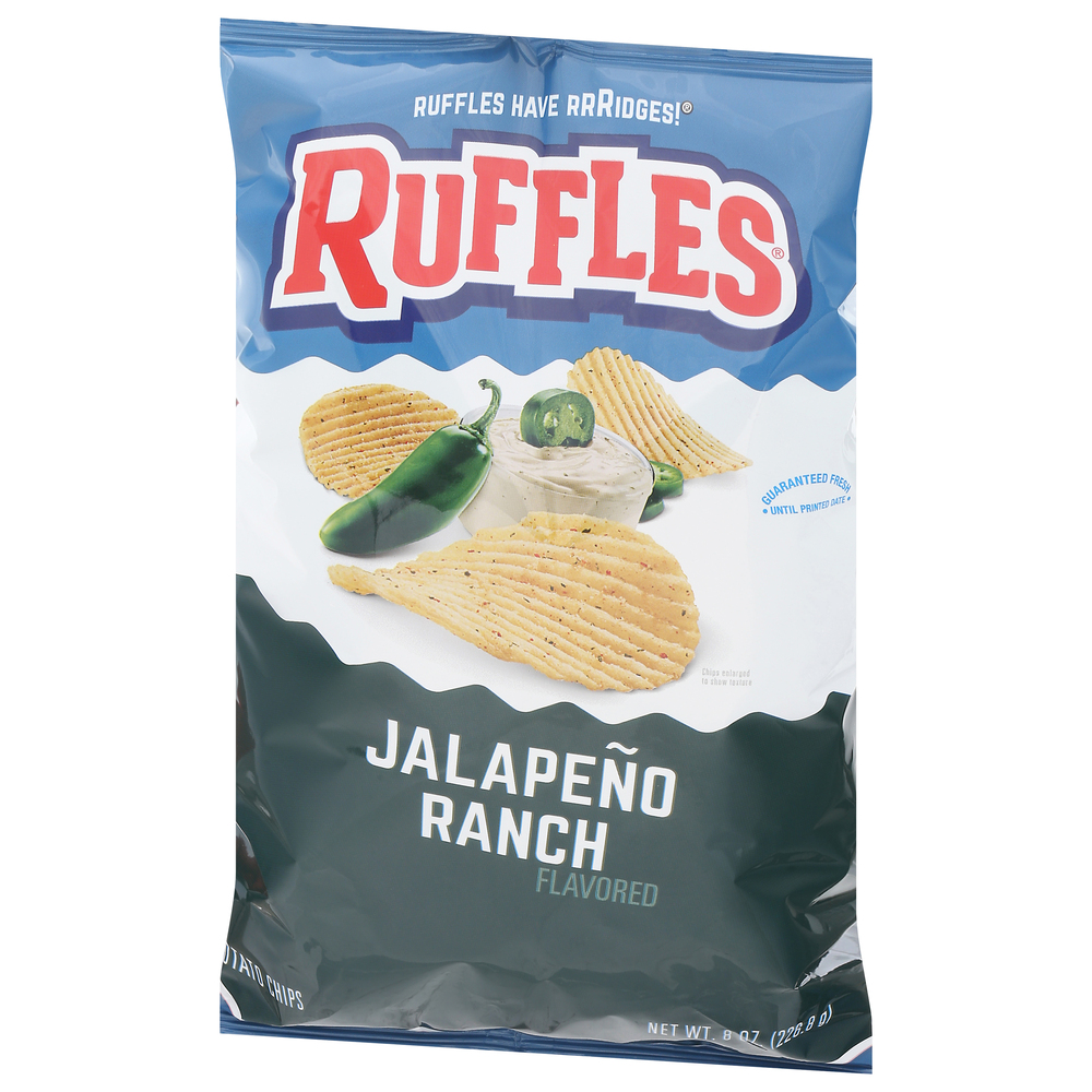 Ruffles Buffalo Ranch Ruffles Jalapeno Ranch Flavored Potato Chips-Front-Right-Elevated