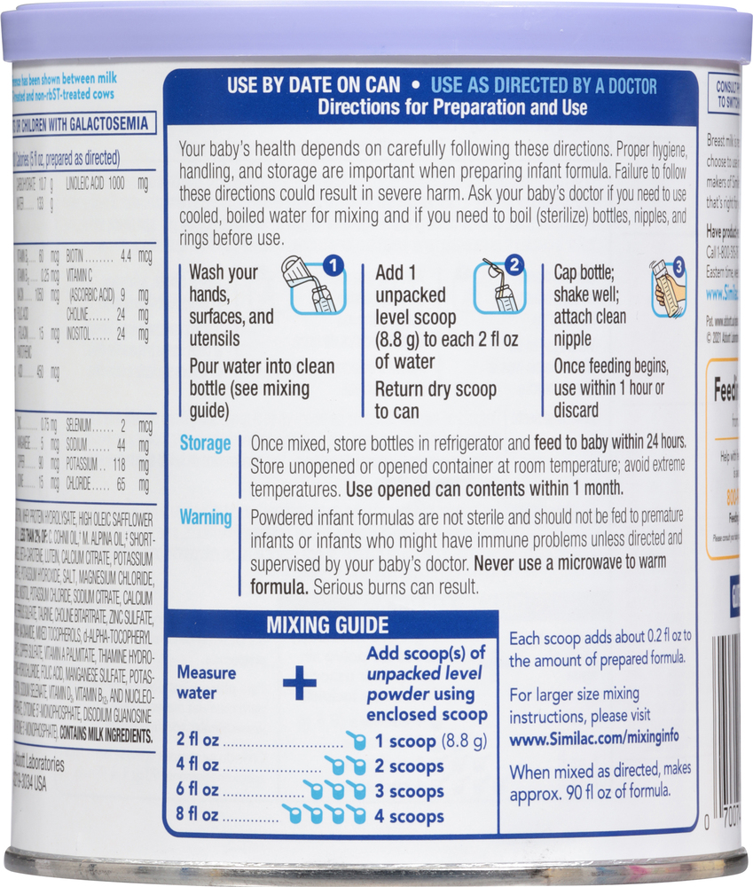 Similac Rfo Chart Similac Total Comfort Infant Formula, with Iron, Milk-Based Powder, 0 ...