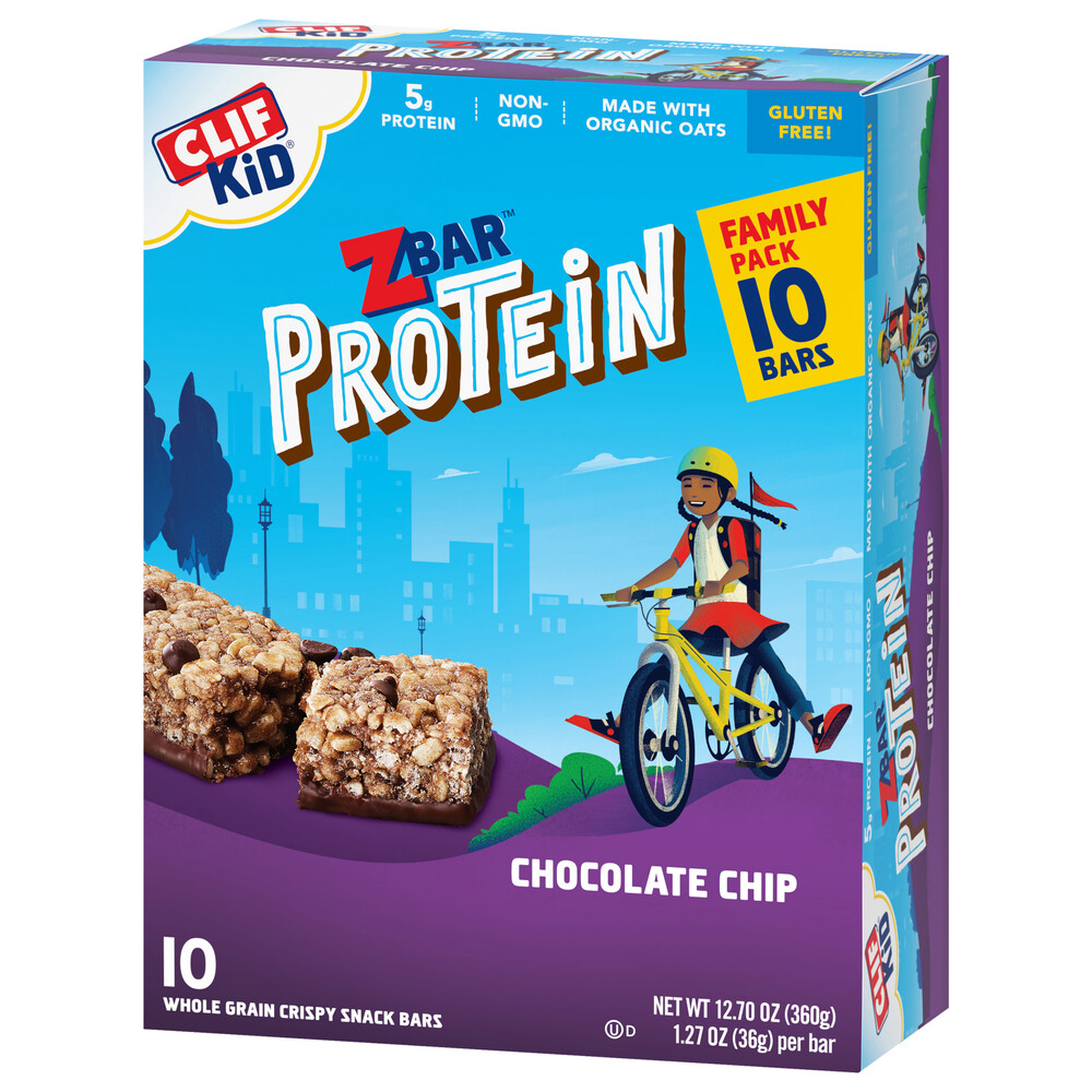 ZBAR Protein - Chocolate Chip - Crispy Snack Bars - Made with Organic Oats  - Non-GMO - 5g Protein - Gluten Free Protein Bars (10 Pack)