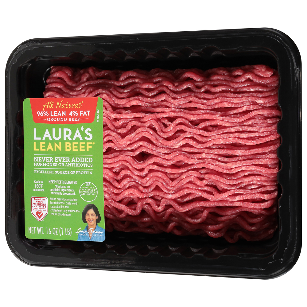 Laura's Lean Beef All Natural 96%/4% Ground Beef-Front-Right-Elevated
