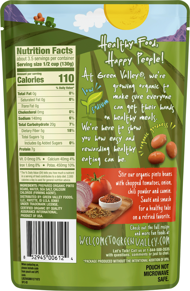 Green Valley Organics Pinto BeansPlanogramBack