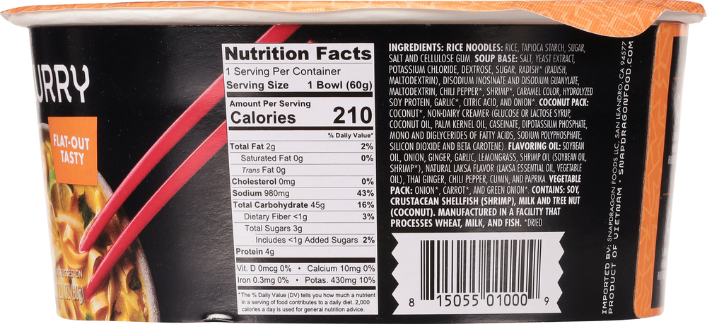 Snapdragon Laksa Curry Instant Noodle Soup - 2.1 oz