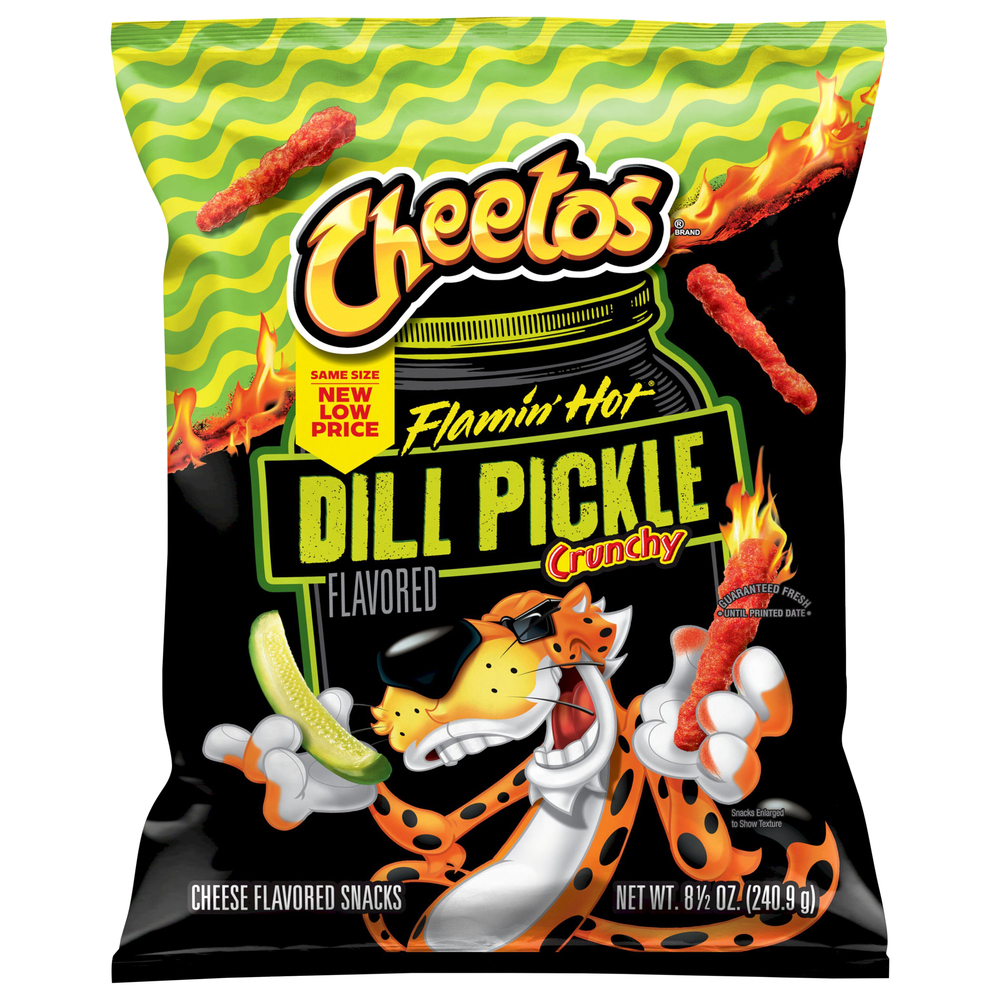 Cheetos Cheese Flavored Snacks, Flamin' Hot Dill Pickle, Crunchy