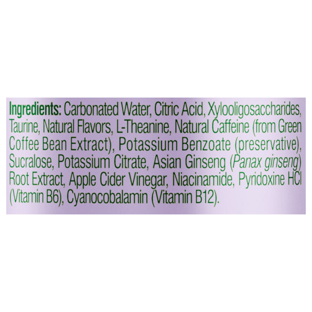 Bloom Raspberry Lemon Nutrition Label Bloom Energy Drink, Raspberry Lemon, Sparkling-Ingredients