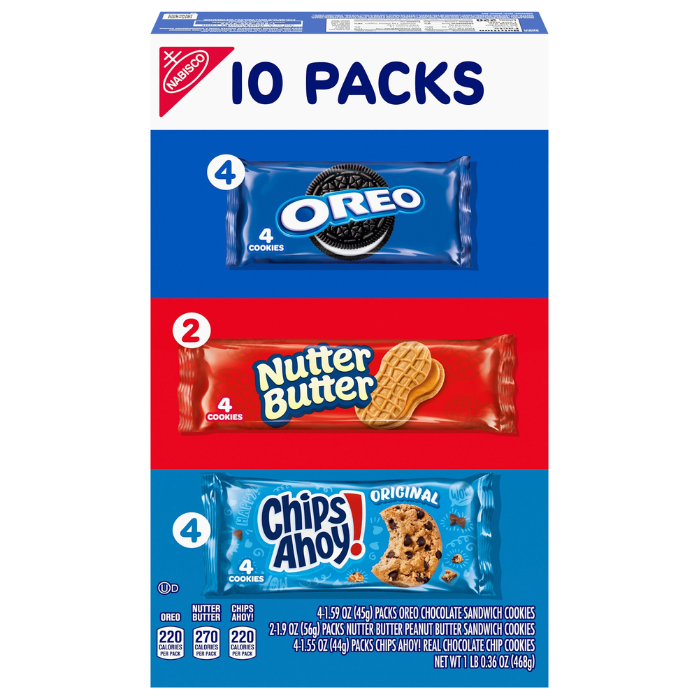 Navisco Nabisco Cookies Variety Pack, OREO, Nutter Butter, and CHIPS AHOY!, 10 ...