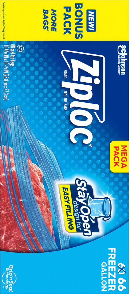 Ziploc Seal Top Bags, Freezer, Gallon, Mega Pack