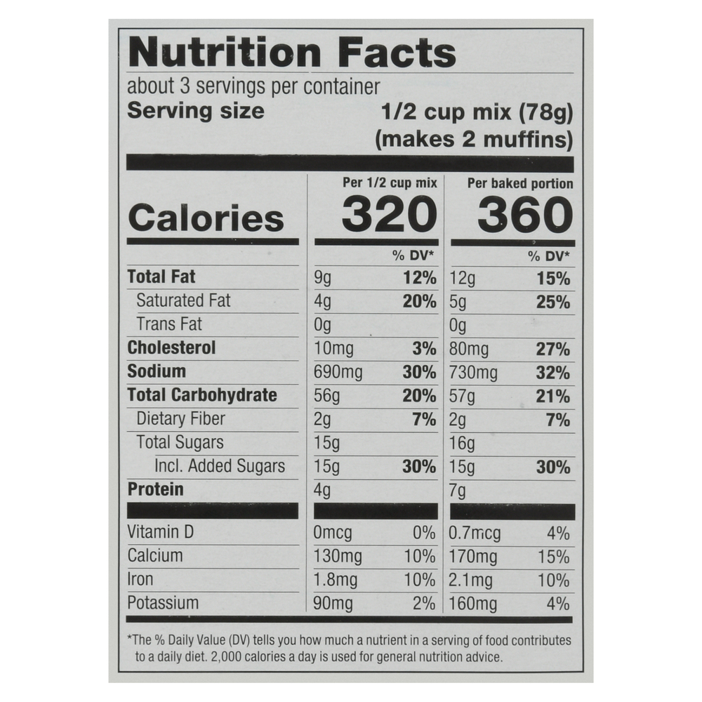 Jiffy Corn Muffin Mix Nutrition Facts