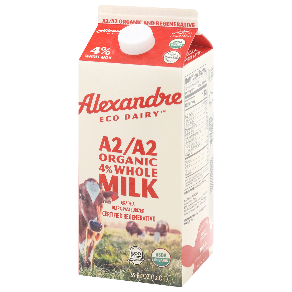 Alexandre Eco Dairy Milk, 4% Whole, Organic, A2/A2
