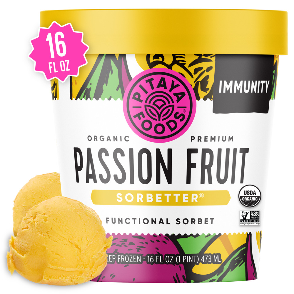 Pitaya Foods Sorbet, Organic, Passion Fruit, Sorbetter, Premium