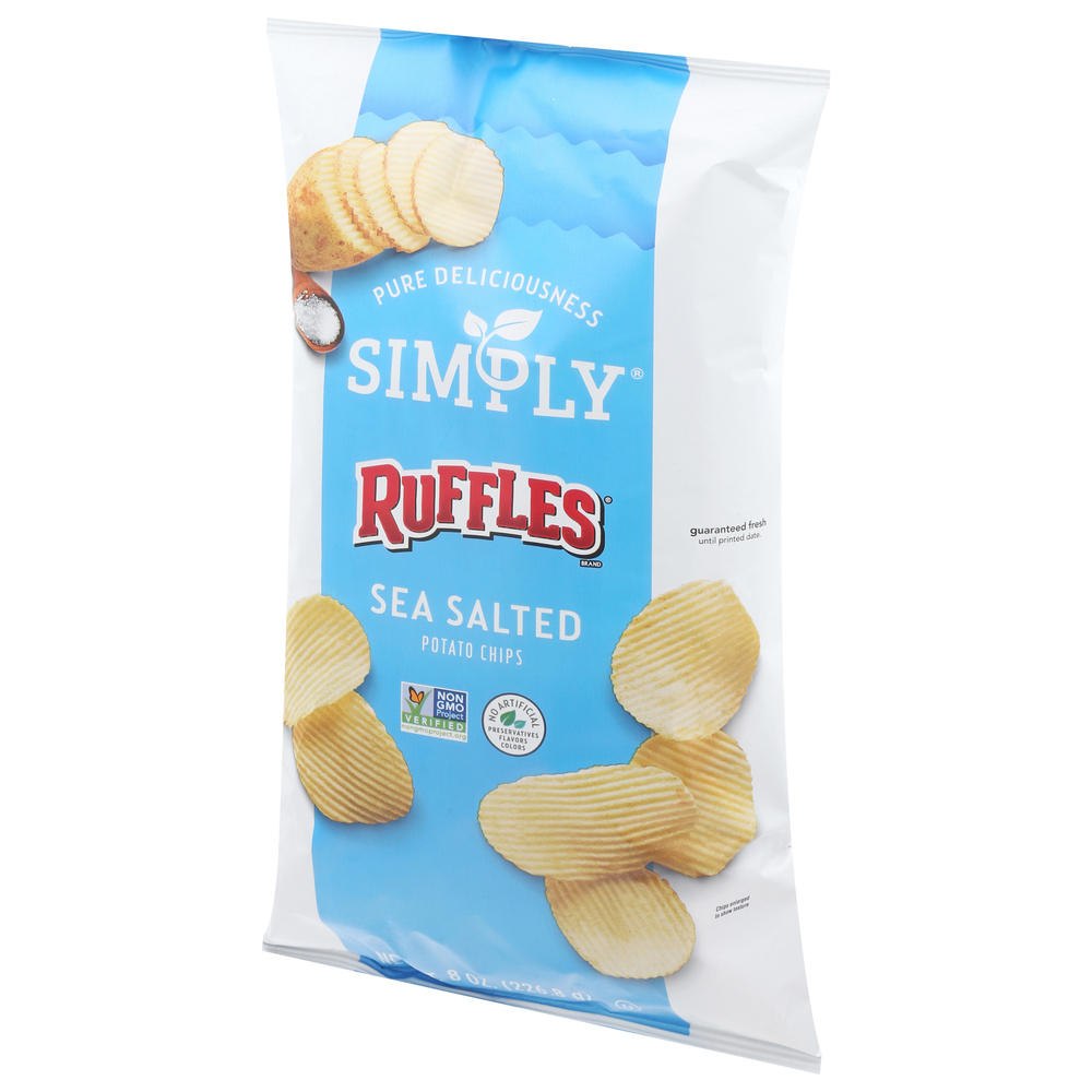 Simply Ruffles Reduced Simply Ruffles Sea Salted Potato Chips-Front-Right-Elevated