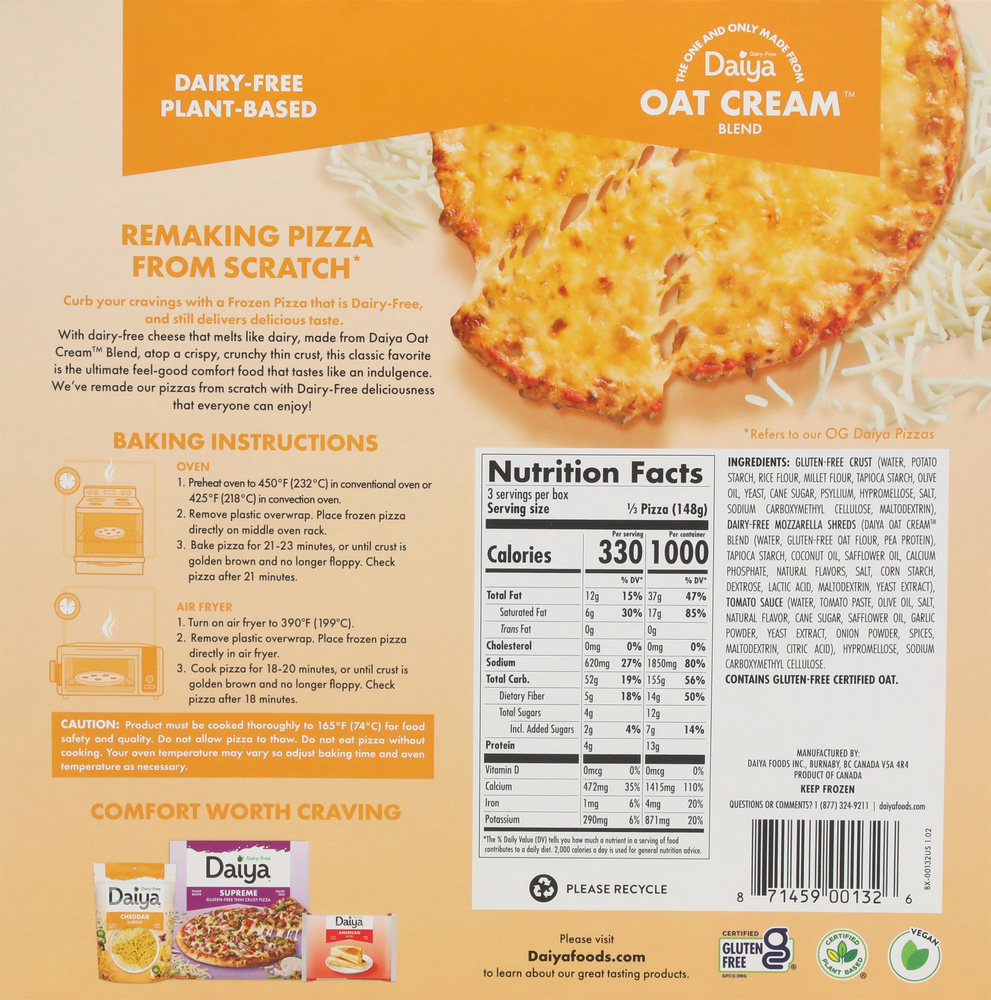 Daiya Dairy Free & Gluten Free Thin Crust Cheese Pizza