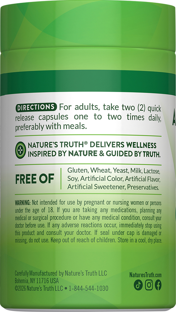 Nature's Truth Traditional Herb Capsules 920 mg Ashwagandha Root