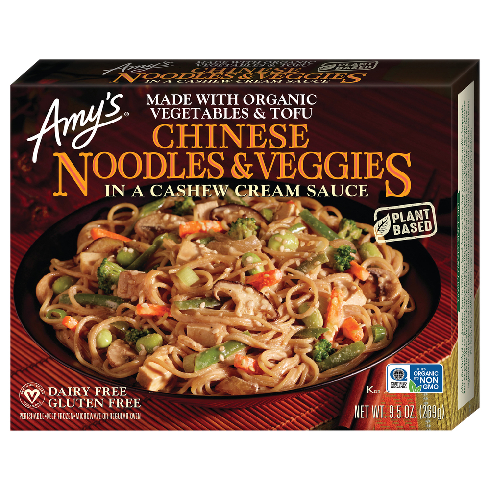 Amy Entrees Amy's Amy’s Frozen Entrées, Chinese Noodles & Veggies in a Cashew Cream ...