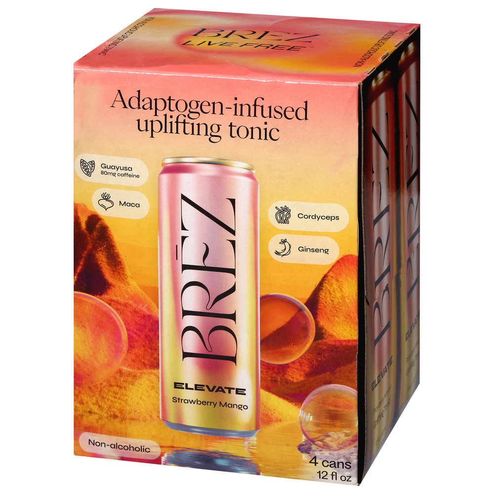 Brez Live Free Non-Alcoholic Uplifting Elevate Strawberry Mango Tonic