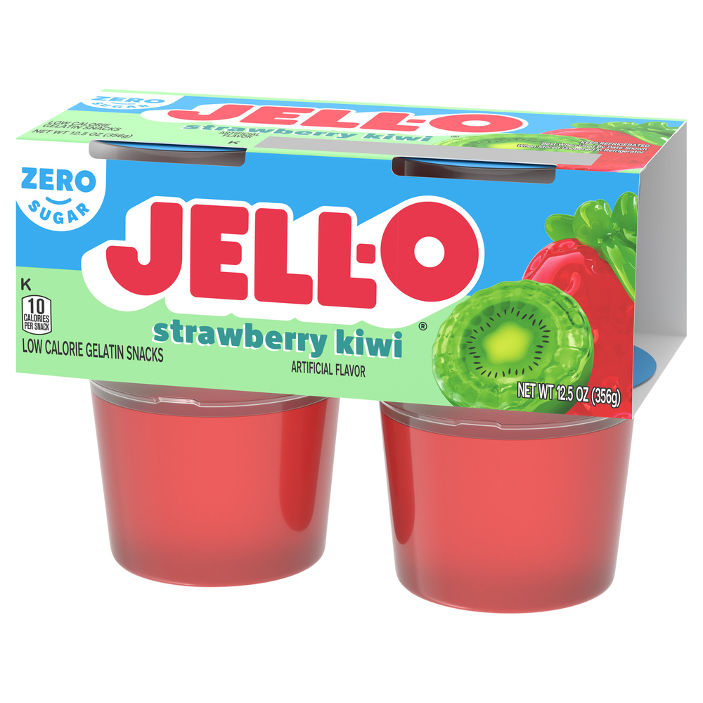 Jell-O Gelatin Snacks, Low Calorie, Zero Sugar, Strawberry Kiwi