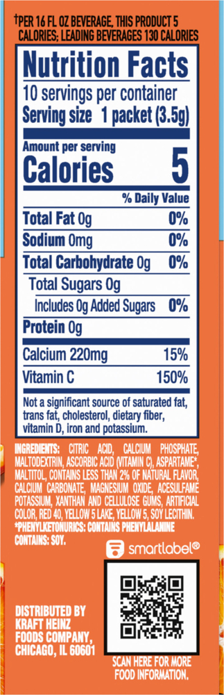 Crystal Light Classic Orange Naturally Flavored Powdered Drink Mix, 10...