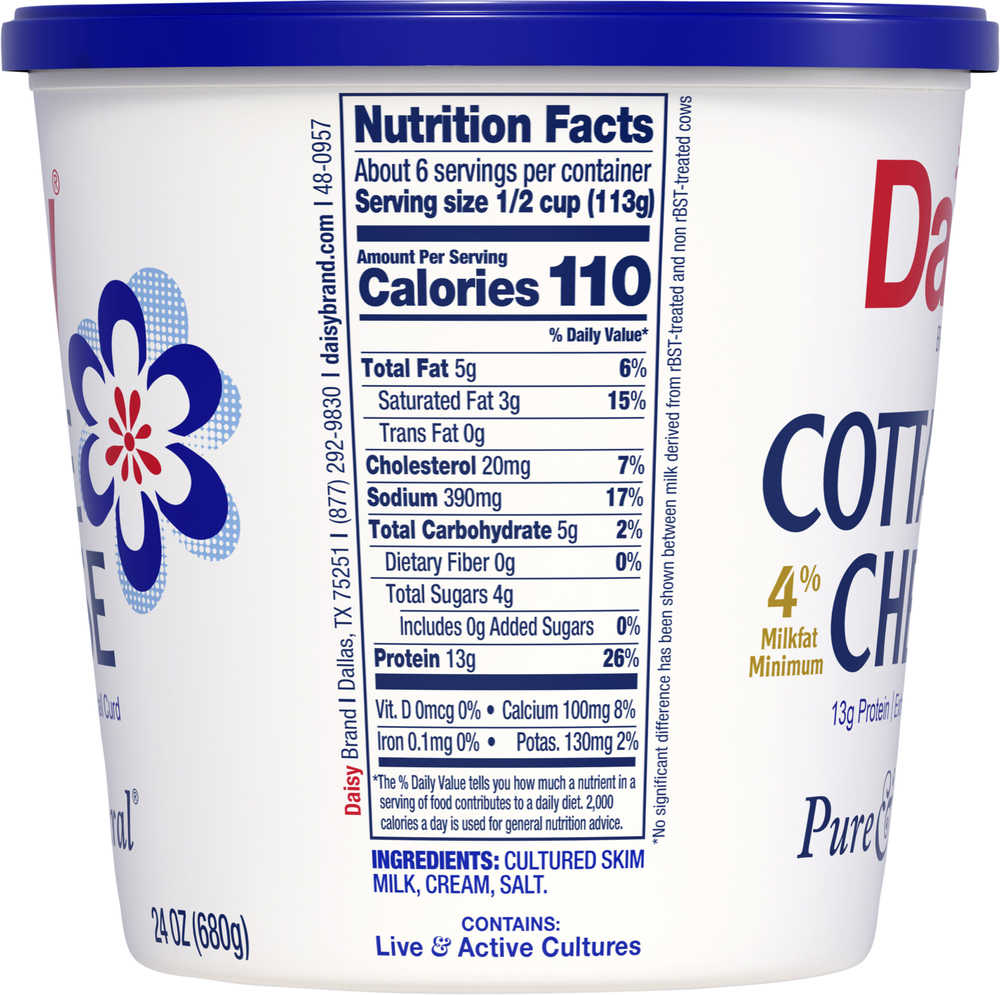 Daisy Pure Natural Cottage Cheese Small Curd 4 Milkfat Minimum