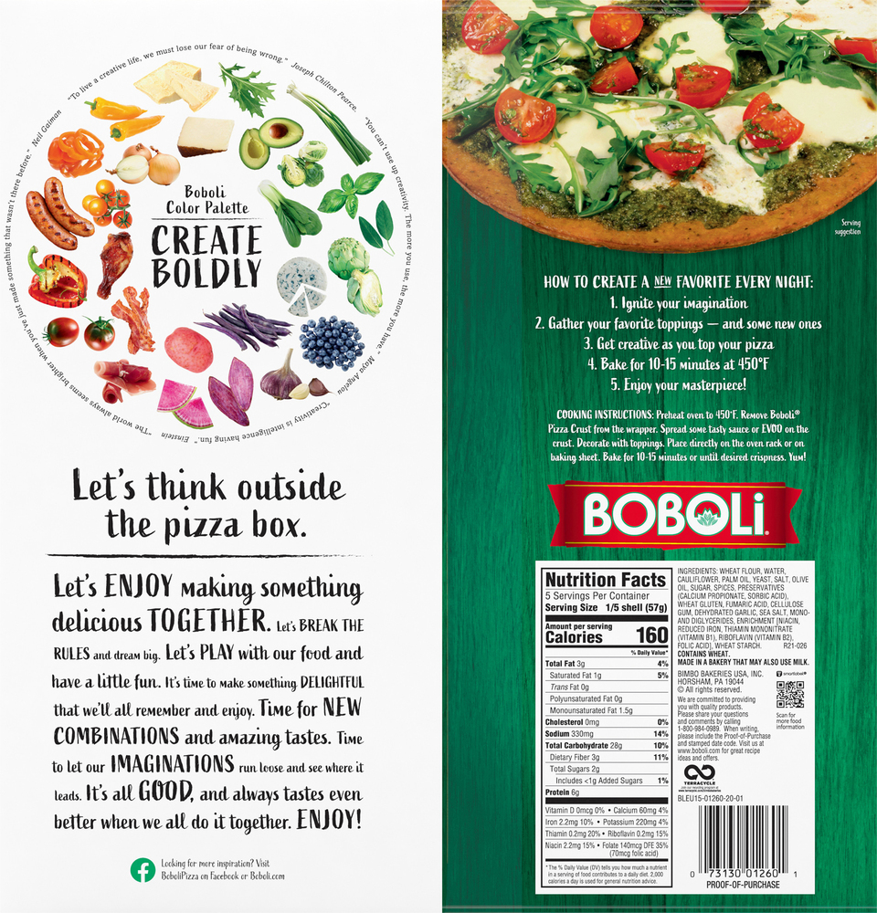 Boboli Pizza Crust, Cauliflower, ThinPlanogramBack