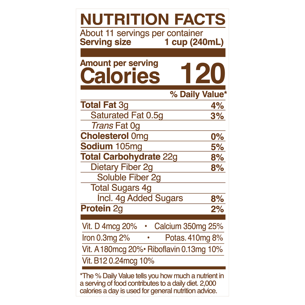 Planet Oat Oatmilk Original Extra Creamy Nutrition Facts