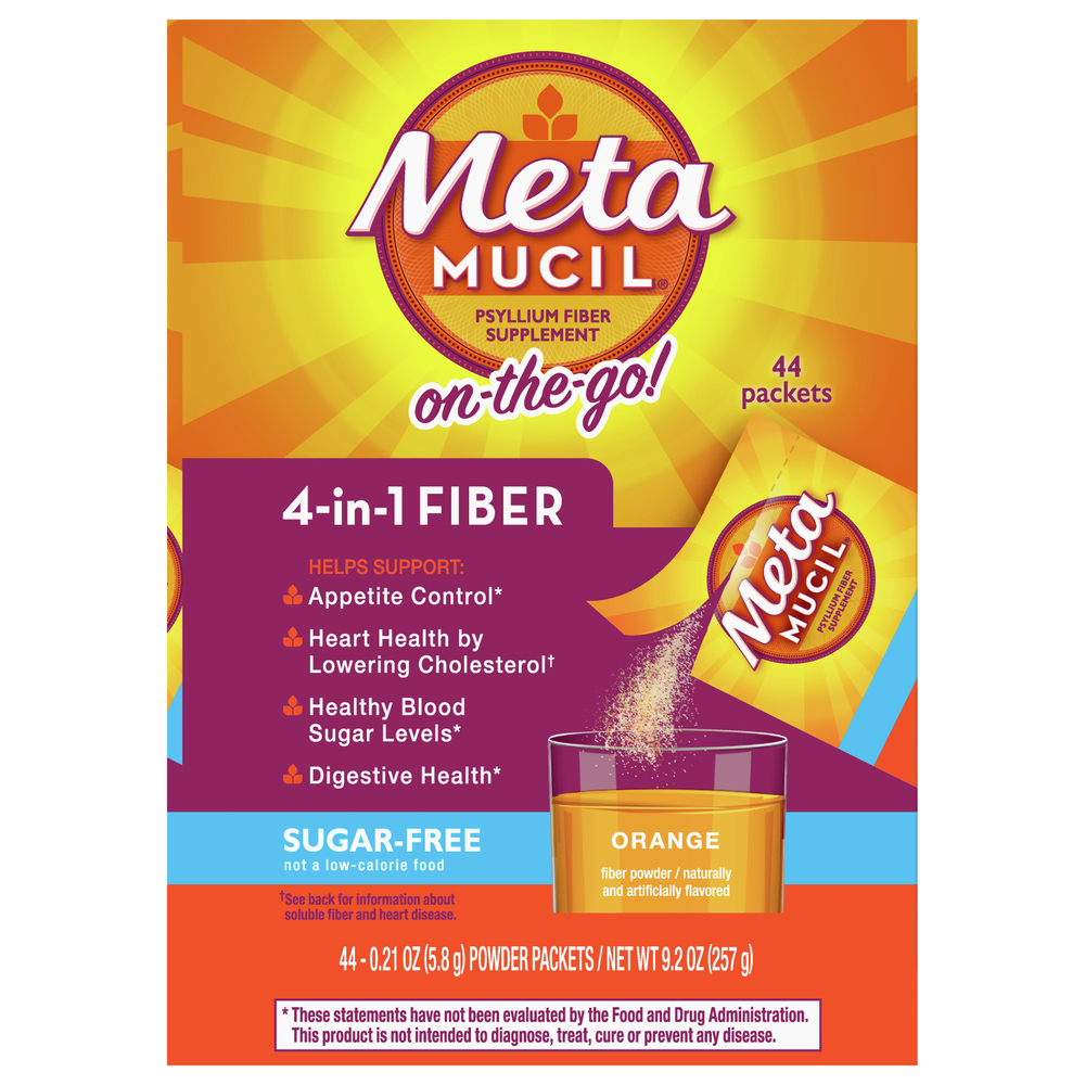 Metamucil 4 in 1 Fiber Sugar Free On The Go Orange Packets