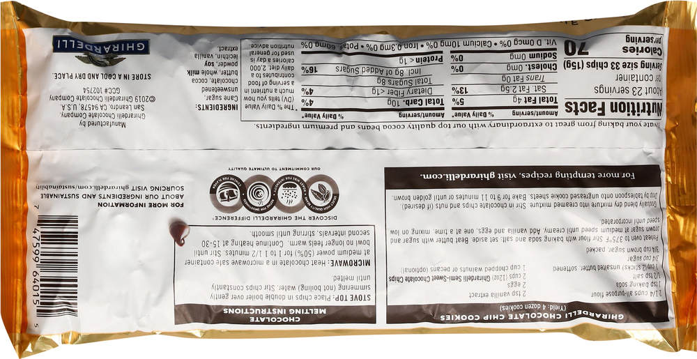 Ghirardelli Chocolate Chips, SemiSweetPlanogramBack