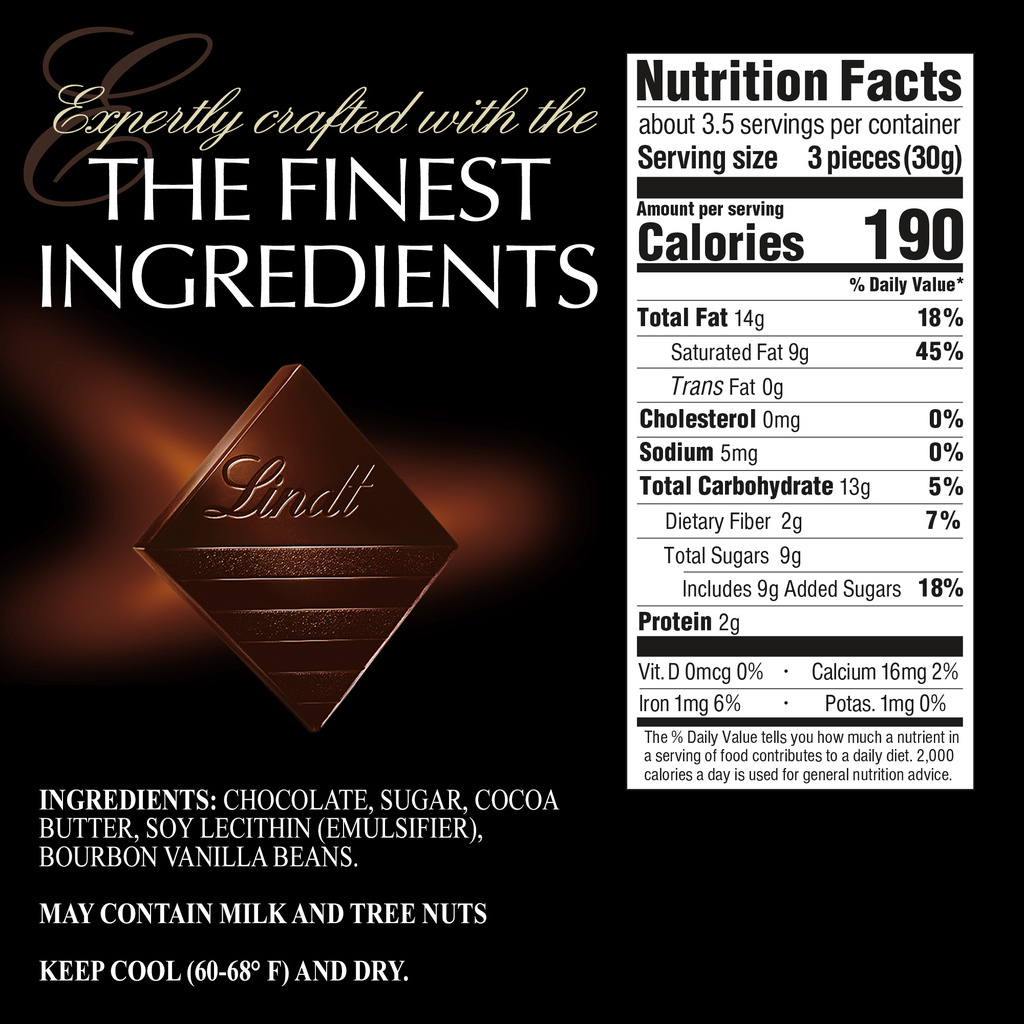 Lindt Excellence Dark Chocolate 70 Cocoa Nutrition Facts