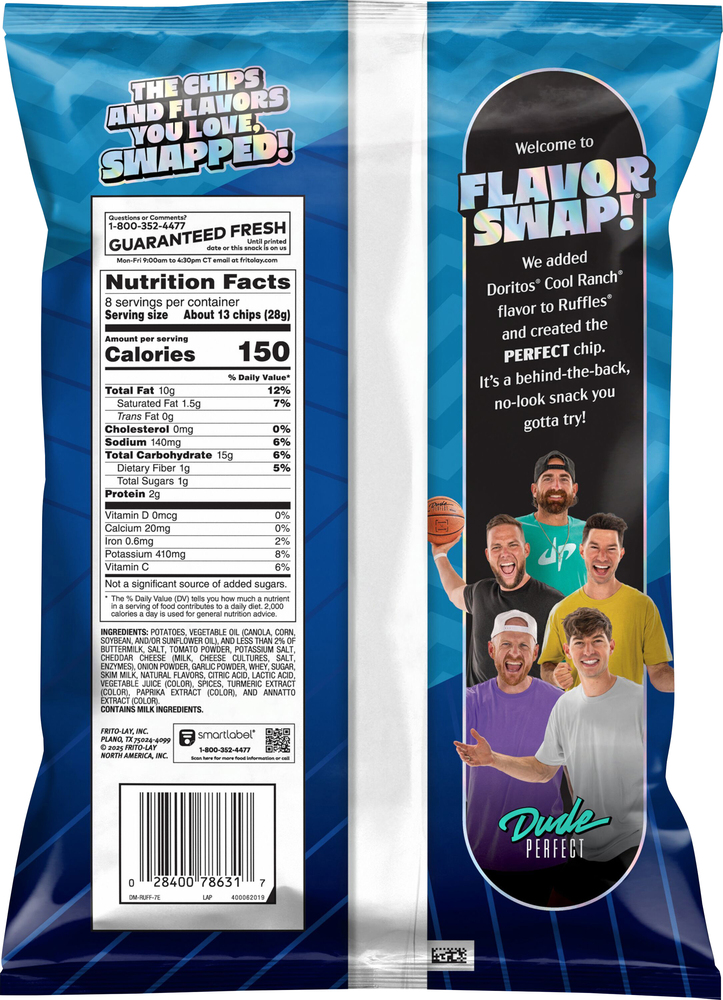Ruffles Flavor Swap Doritos Cool Ranch Flavored Potato Chips
