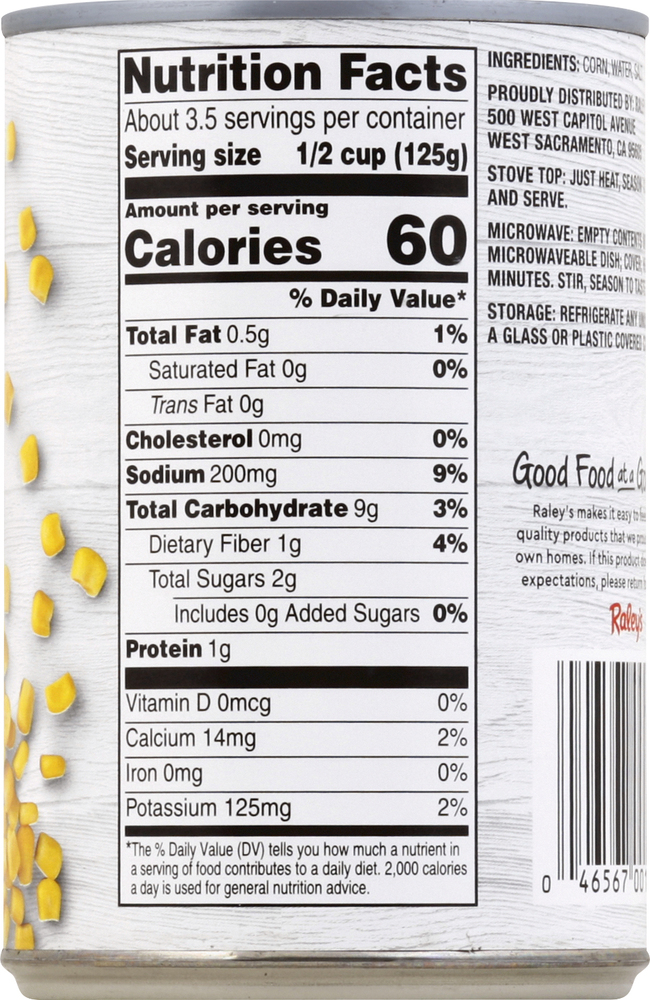 Raley's Super Sweet Whole Kernel Corn-Planogram-Back