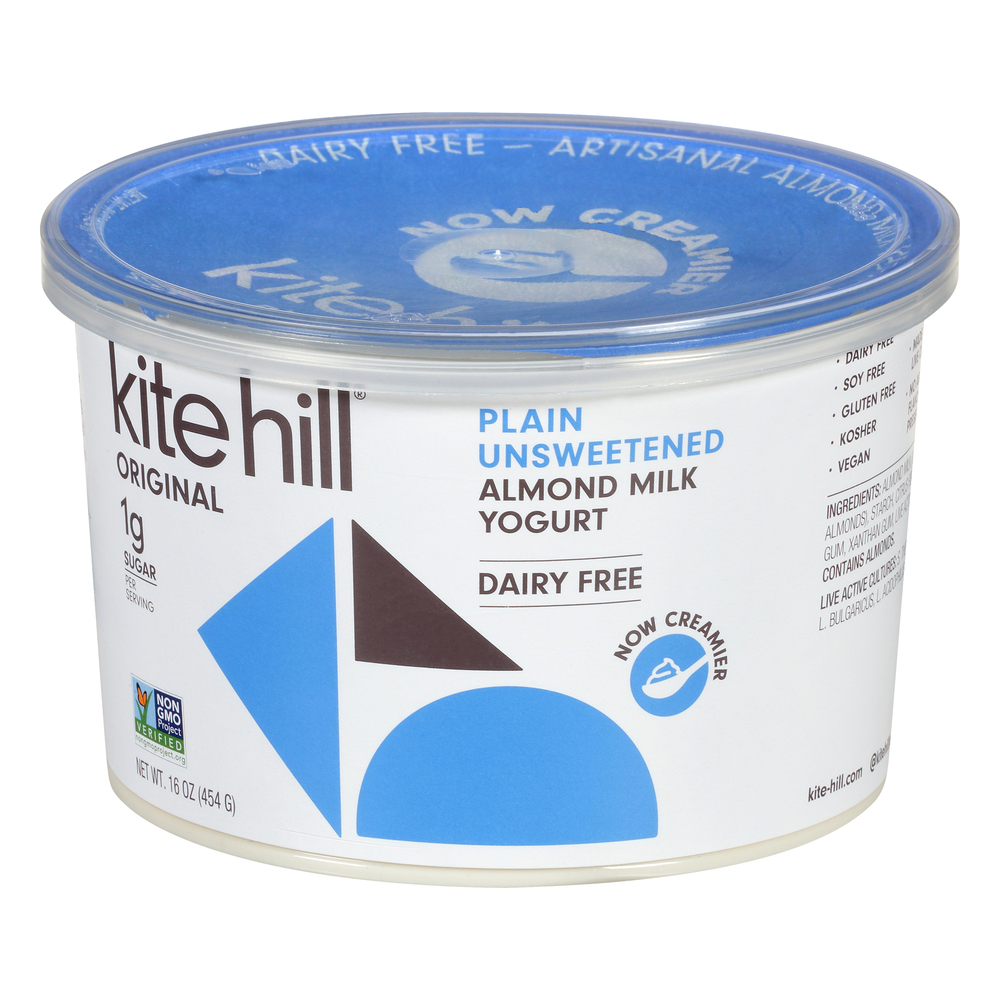 Kite Hill Original Almond Milk Yogurt, Dairy Free, Plain UnsweetenedFrontRightElevated