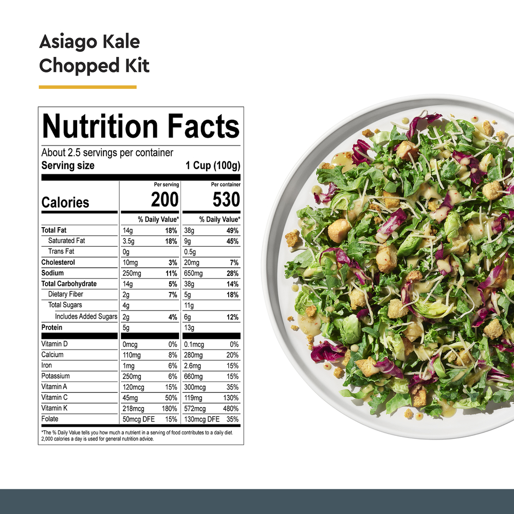 Taylor Farms Asiago Kale Chopped KitNutritionFacts