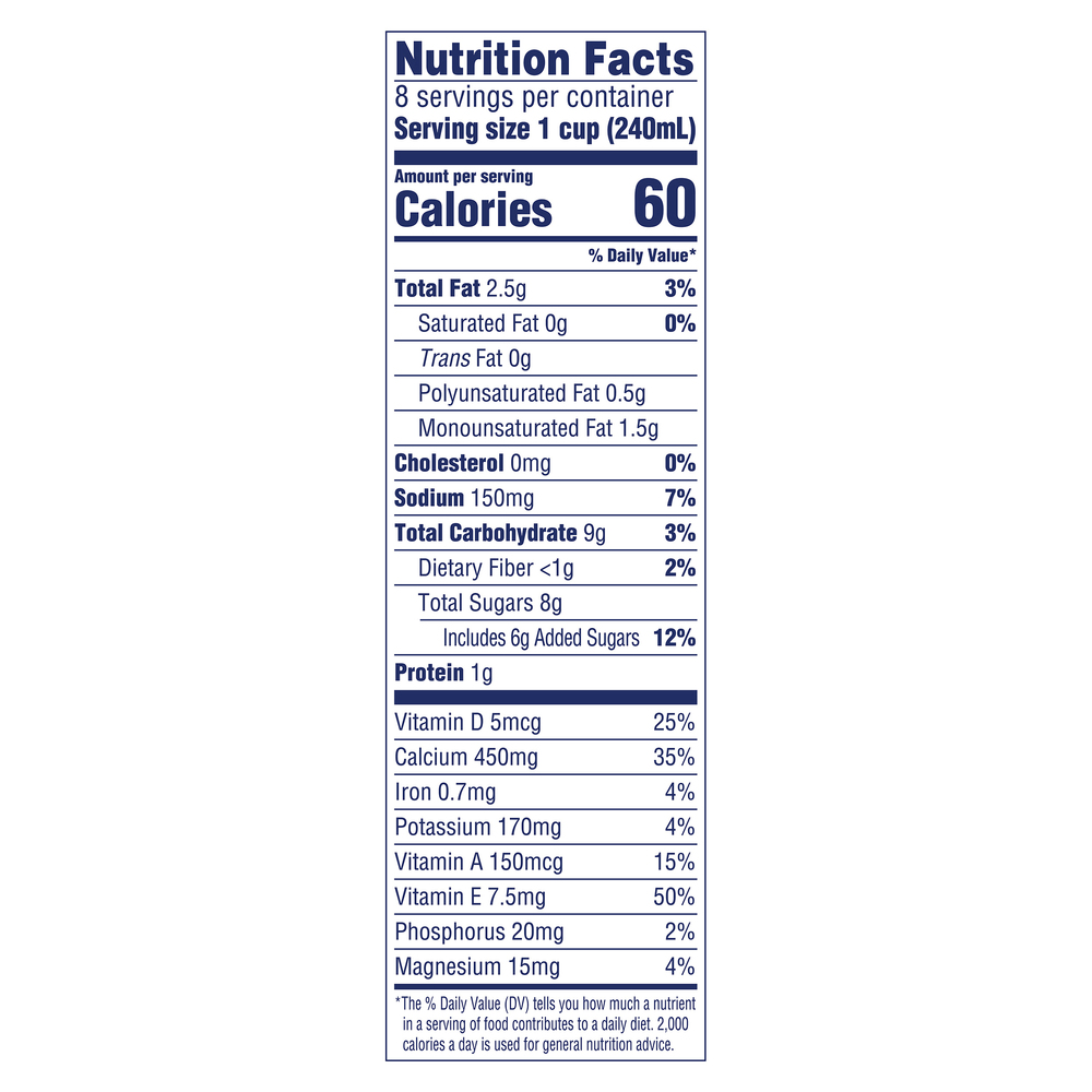 Almond Breeze Almondmilk, Vanilla, Hint of HoneyNutritionFacts